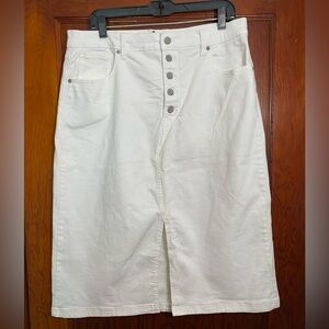 Banana republic white jean midi skirt